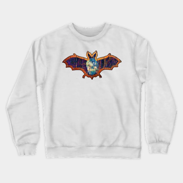 Purple And Blue Skull Halloween Bat Decoration In A Retro Style Crewneck Sweatshirt by crunchysqueak